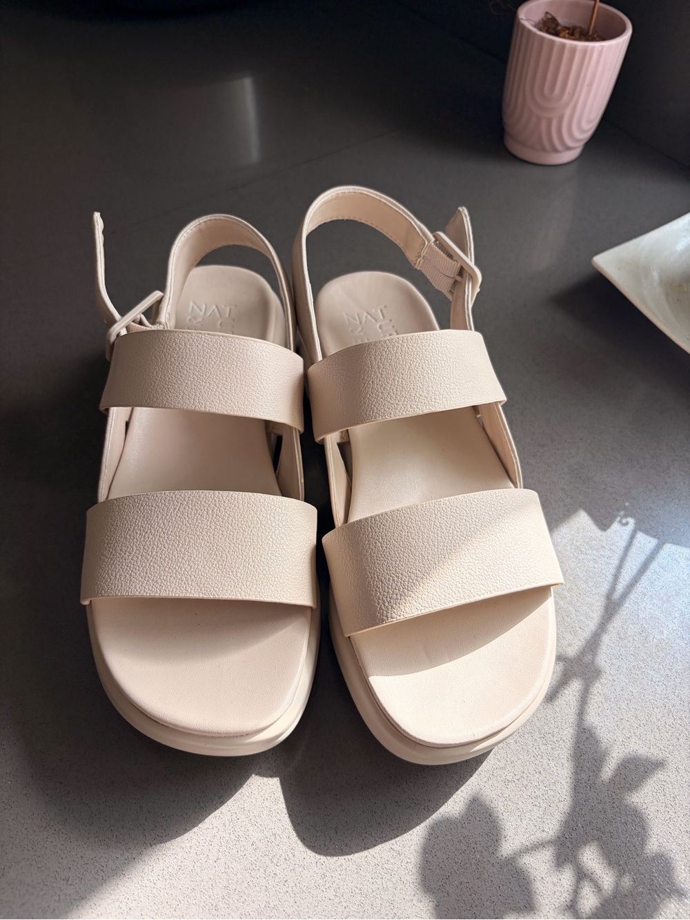 Naturalizer Cream Platform Slingback Sandals